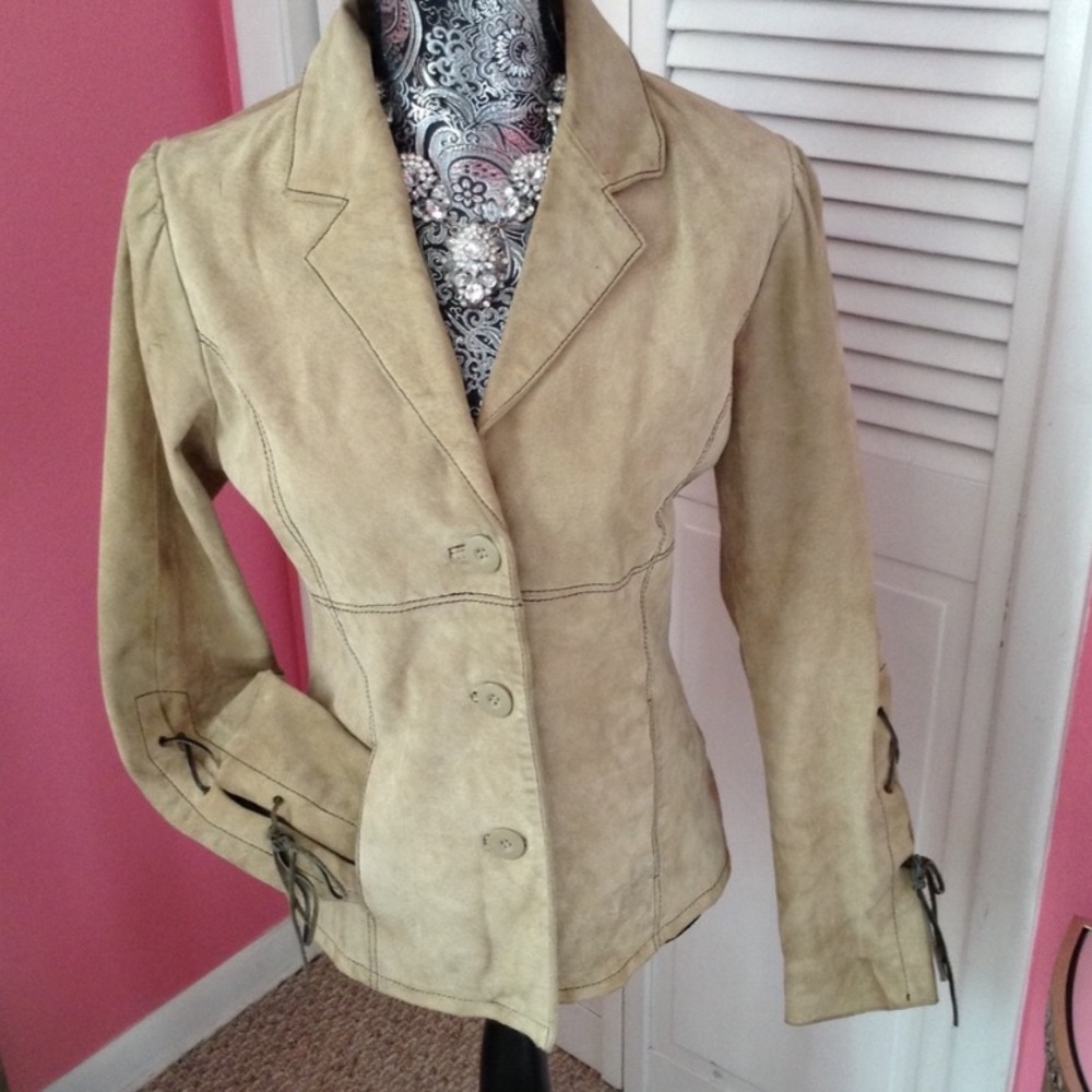 Y2K WILSONS SUEDE LEATHER CREAM JACKET/BLAZER M